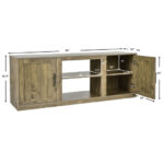 Farmhouse TV Stand with Adjustable Shelves and Faux Fireplace Slot