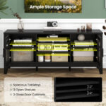 Farmhouse TV Stand with Glass Doors and Adjustable Shelves