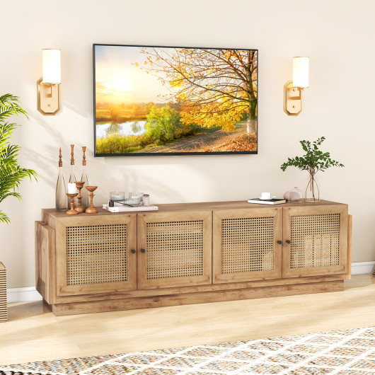 Farmhouse TV Stand with Rattan Doors for TVs Up to 75 Inches 2 Farmhouse TV Stand with Rattan Doors for TVs Up to 75 Inches - Image 2