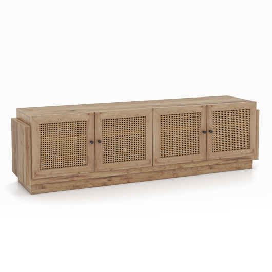 Farmhouse TV Stand with Rattan Doors for TVs Up to 75 Inches 3 Farmhouse TV Stand with Rattan Doors for TVs Up to 75 Inches - Image 3