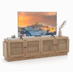 Farmhouse TV Stand with Rattan Doors for TVs Up to 75 Inches 11 Farmhouse TV Stand with Rattan Doors for TVs Up to 75 Inches