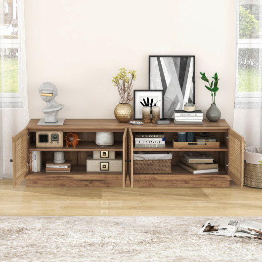 Farmhouse TV Stand with Rattan Doors for TVs Up to 75 Inches 6 Farmhouse TV Stand with Rattan Doors for TVs Up to 75 Inches - Image 6