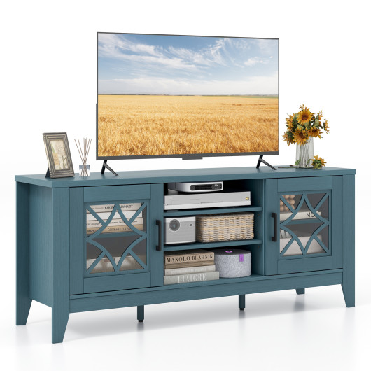 Farmhouse TV Stand with Glass Doors and Adjustable Shelves - Image 3