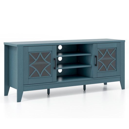 Farmhouse TV Stand with Glass Doors and Adjustable Shelves - Image 4