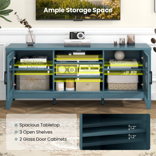 Farmhouse TV Stand with Glass Doors and Adjustable Shelves - Image 7