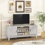 Farmhouse Gray TV Stand with Barn Doors for 65-Inch TVs 9 Farmhouse Gray TV Stand with Barn Doors for 65-Inch TVs