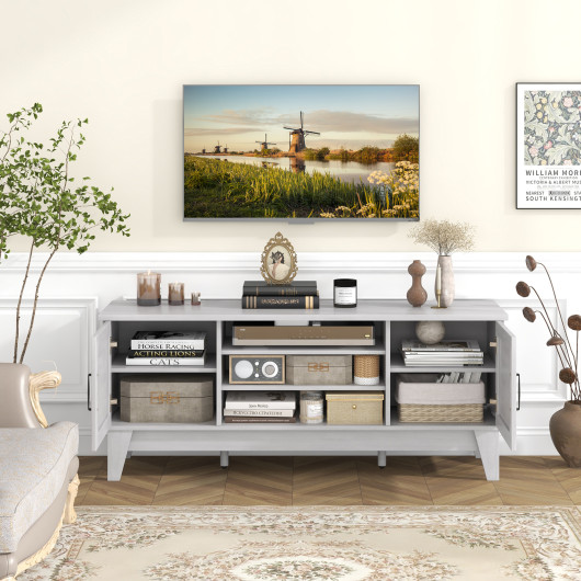 Farmhouse Gray TV Stand with Barn Doors for 65-Inch TVs 6 Farmhouse Gray TV Stand with Barn Doors for 65-Inch TVs - Image 6