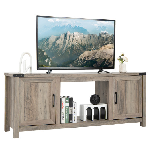 Farmhouse Electric Fireplace TV Stand with Storage Cabinets Natural 3 Farmhouse Electric Fireplace TV Stand with Storage Cabinets Natural - Image 3
