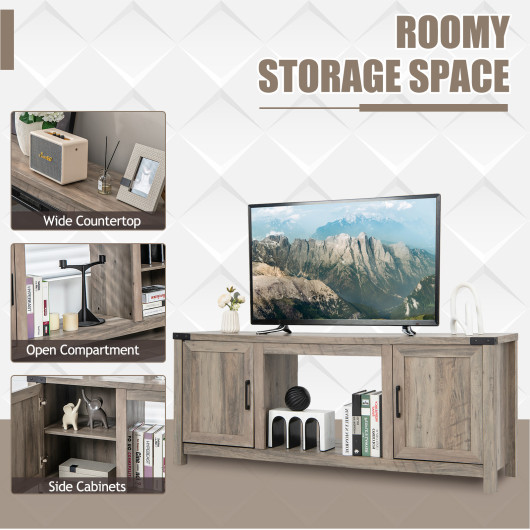 Farmhouse Electric Fireplace TV Stand with Storage Cabinets Natural 7 Farmhouse Electric Fireplace TV Stand with Storage Cabinets Natural - Image 7