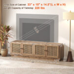 Farmhouse TV Stand with Rattan Doors for TVs Up to 75 Inches 12 Farmhouse TV Stand with Rattan Doors for TVs Up to 75 Inches