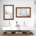 Rustic Farmhouse Wall Mirror with Solid Wood Frame 41.5x28