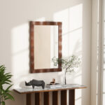 Rustic Farmhouse Wall Mirror with Solid Wood Frame 41.5x28