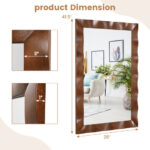 Rustic Farmhouse Wall Mirror with Solid Wood Frame 41.5x28