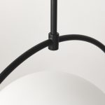 Farrah Frosted Glass Globe set in Matte Black Metal Pendant Ceiling Light