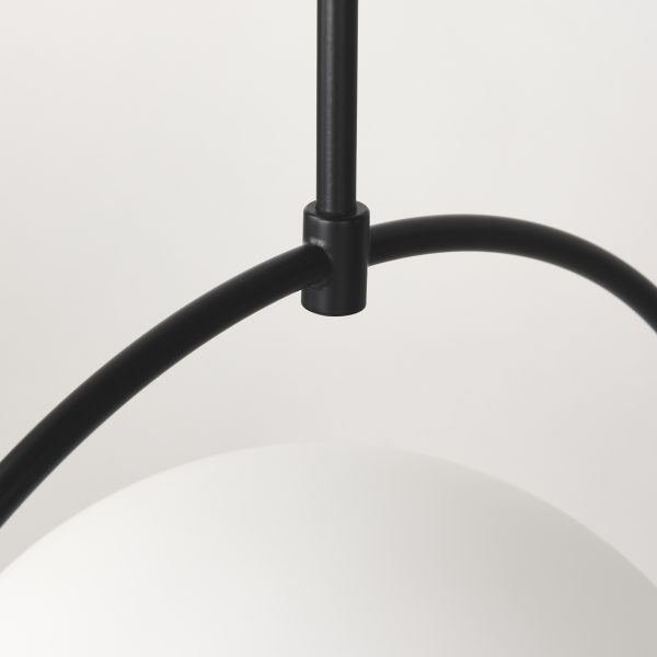 Farrah Frosted Glass Globe set in Matte Black Metal Pendant Ceiling Light 6
