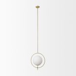 Farrah Frosted Glass Globe w/ Gold Metal Pendant Light