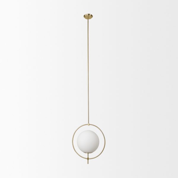 Farrah Frosted Glass Globe w Gold Metal Pendant Light 2