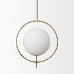 Farrah Frosted Glass Globe w/ Gold Metal Pendant Light