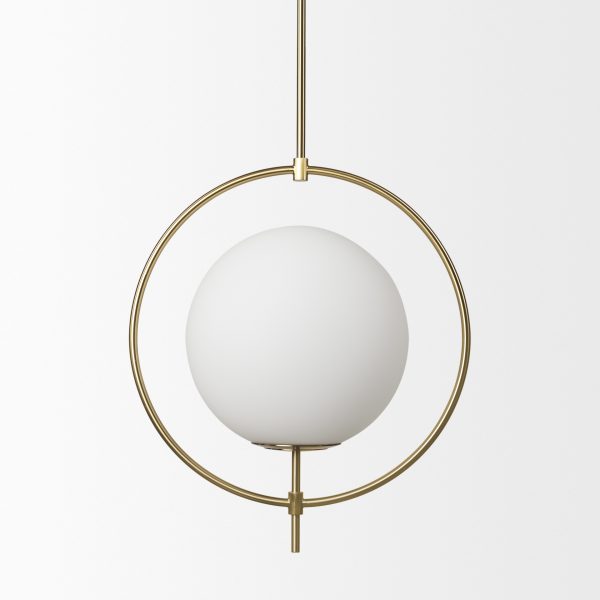 Farrah Frosted Glass Globe w Gold Metal Pendant Light 3