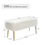 Faux Fur Ottoman Bench with Gold Legs for Living Room