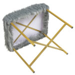 Faux Fur Ottoman Stool with Golden Metal Legs 35 Faux Fur Ottoman Stool with Golden Metal Legs