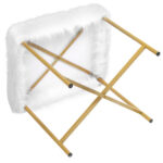 Faux Fur Ottoman Stool with Golden Metal Legs 42 Faux Fur Ottoman Stool with Golden Metal Legs