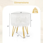 Faux Fur Ottoman with Metal Hairpin Legs for Living Room