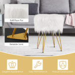 Faux Fur Ottoman with Metal Hairpin Legs for Living Room