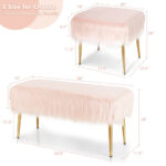 Faux Fur Vanity Stool with Golden Metal Legs for Living Room 26 Faux Fur Vanity Stool with Golden Metal Legs for Living Room