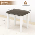 Gray and White Faux Leather Vanity Stools with Wood Legs (Set of 2) 12 Gray and White Faux Leather Vanity Stools with Wood Legs (Set of 2)