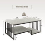 Gray Faux Marble Coffee Table with Open Shelves and Metal Frame 12 Gray Faux Marble Coffee Table with Open Shelves and Metal Frame