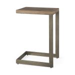 Faye 14L x 18W x 26H Medium Brown Wood W/ Antique Nickel Finished Metal Base C Side Table