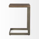Faye 14L x 18W x 26H Medium Brown Wood W/ Antique Nickel Finished Metal Base C Side Table