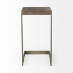 Faye 14L x 18W x 26H Medium Brown Wood W/ Antique Nickel Finished Metal Base C Side Table