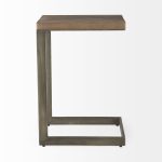 Faye 14L x 18W x 26H Medium Brown Wood W/ Antique Nickel Finished Metal Base C Side Table