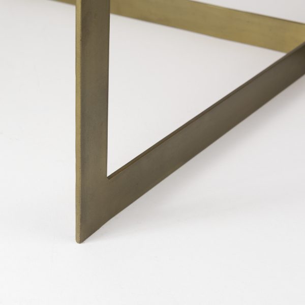 Faye 34L x 34W x 17H Beige Finished Wood WGold Metal Base Square Coffee Table 10