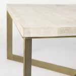 Faye 34L x 34W x 17H Beige Finished Wood W/Gold Metal Base Square Coffee Table