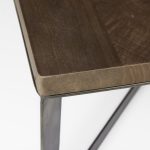 Faye 34L x 34W x 17H Medium Brown Wood W/Antique Nickel Metal Base Square Coffee Table