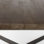 Faye 34L x 34W x 17H Medium Brown Wood W/Antique Nickel Metal Base Square Coffee Table