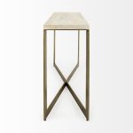 Faye 50L x 15W x 30H Beige Finished Wood W/Gold Metal Base Console Table