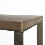 Faye 50L x 15W x 30H Medium Brown Wood W/Antique Nickel Metal Base Console Table