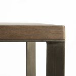 Faye 50L x 15W x 30H Medium Brown Wood W/Antique Nickel Metal Base Console Table