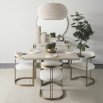 Faye I 48L x 48W x 30H Beige Finished Wood W/Gold Metal Base Square Dining Table