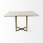 Faye I 48L x 48W x 30H Beige Finished Wood W/Gold Metal Base Square Dining Table