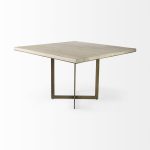 Faye I 48L x 48W x 30H Beige Finished Wood W/Gold Metal Base Square Dining Table