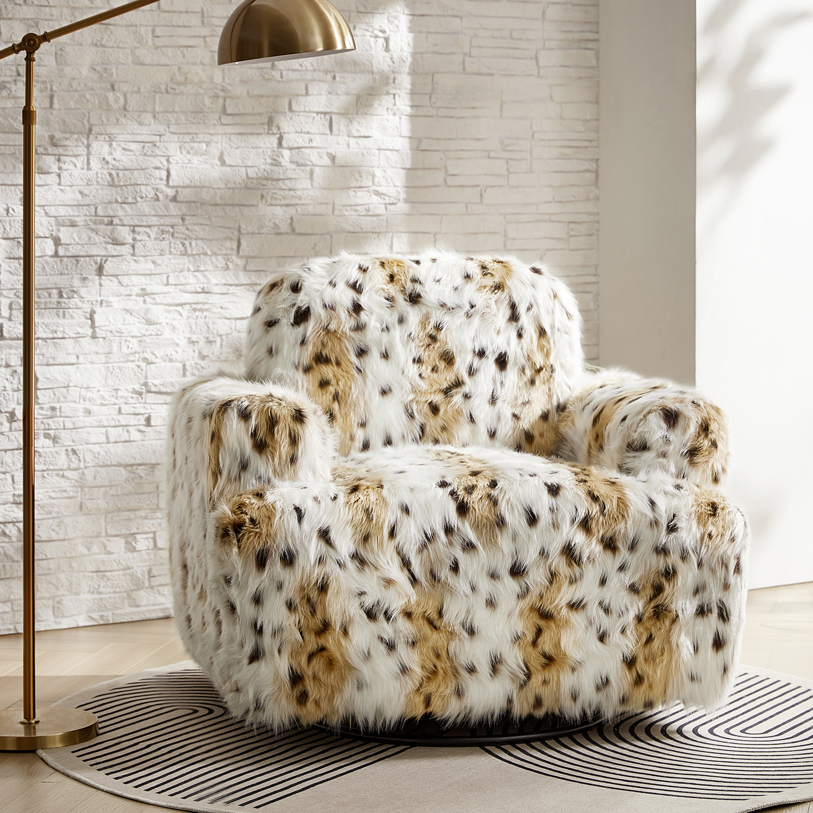 Feliciana Snow Leopard Glam Swivel Rocking Chair 2 Feliciana Snow Leopard Glam Swivel Rocking Chair - Image 2