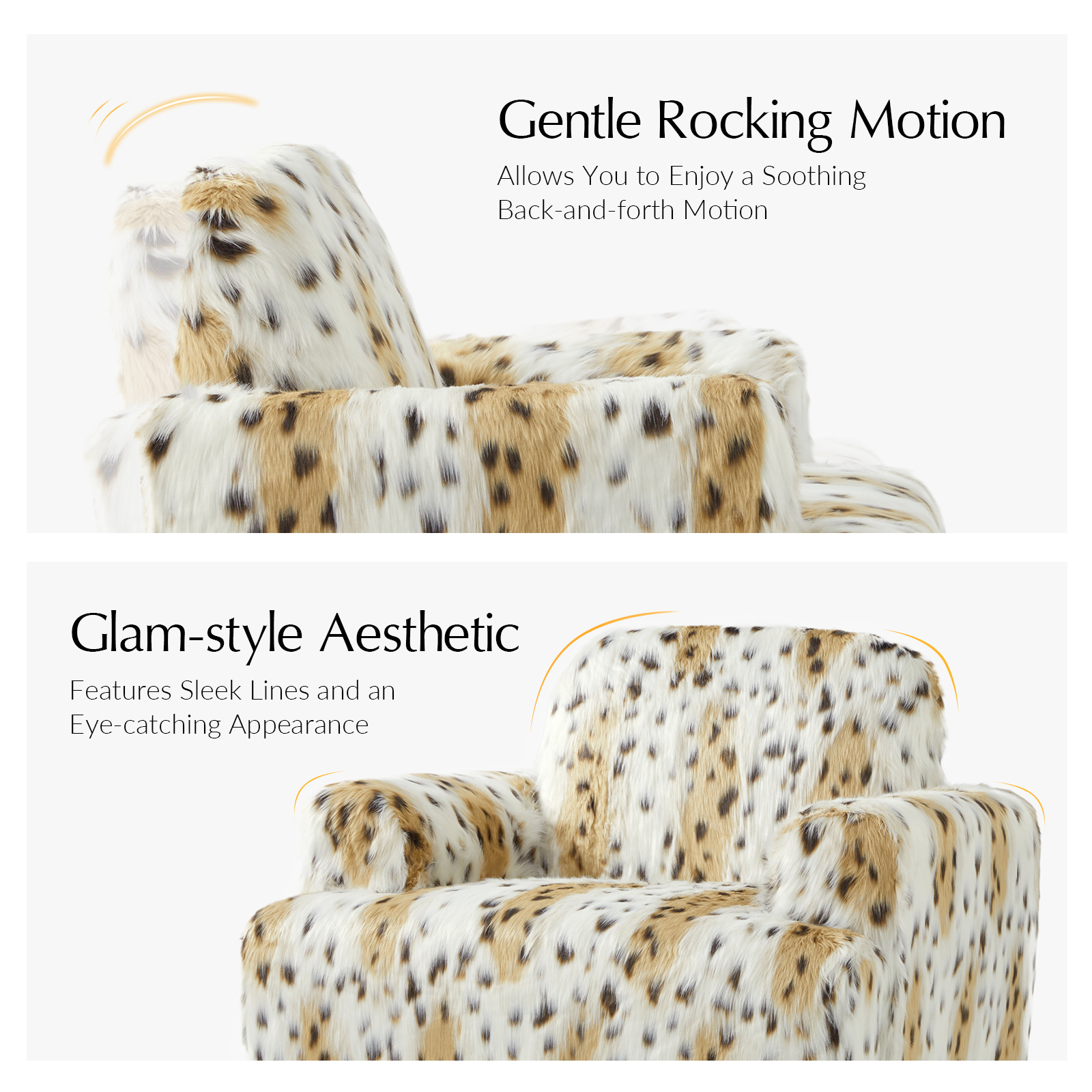 Feliciana Snow Leopard Glam Swivel Rocking Chair 4 Feliciana Snow Leopard Glam Swivel Rocking Chair - Image 4