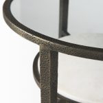 Felicity 15.8L X 15.8W X 22.5H Glass Top W/ White Marble Shelf and Antique Gold Base End/Side Table