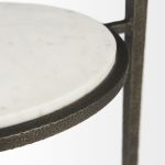 Felicity 15.8L X 15.8W X 22.5H Glass Top W/ White Marble Shelf and Antique Gold Base End/Side Table