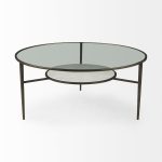 Felicity 36.0L x 36.0W x 16.0H Marble Top W/Iron Frame Coffee Table